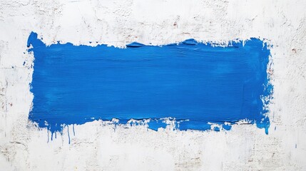Poster - Abstract background featuring a blue rectangle painted on a white concrete wall providing ample space for text or design elements