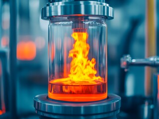 Poster - Vibrant Flame in Glass Container for Processing