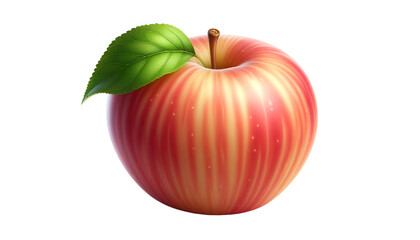 Fresh red Ripe apple with leaf Transparent background PNG