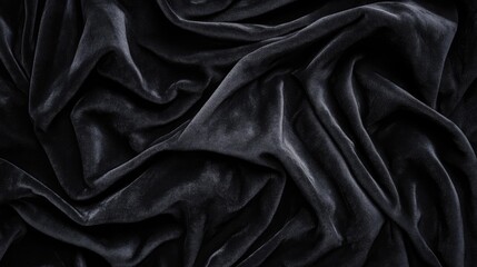 Poster - Lush black velvet drapery texture with a rich luxurious appearance