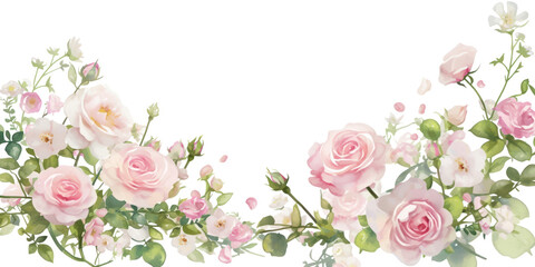 Poster - PNG Cute star and lace roses illustration watercolor.