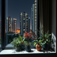 Little garden in the balcony window of the condominium Condominium  