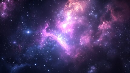 Poster - A beautiful, colorful galaxy with many stars and a purple cloud