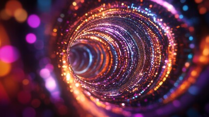 Leinwandbilder - Abstract Colorful Tunnel with Sparkling Particles