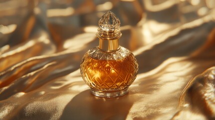 Poster - Elegant Perfume Bottle on Luxurious Fabric Background