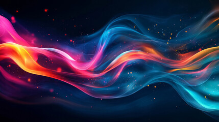 Poster - A vibrant abstract composition of swirling colors creating dynamic patterns with light and depth