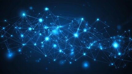Leinwandbilder - Abstract Blue Network of Connected Points