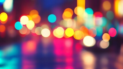 Aufkleber - Vibrant Bokeh Lights in City at Night