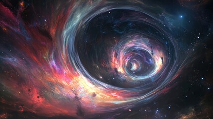 Poster - An abstract representation of a quantum rainbow emerging from a black hole,