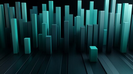 Aufkleber - Abstract Cyan Shapes on Dark Background