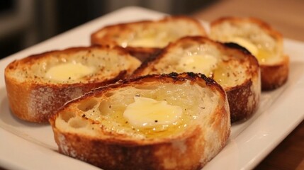 Poster - Crispy Bread Slices with Butter and Garlic Topping