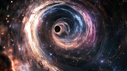 Poster - An abstract representation of a quantum rainbow emerging from a black hole,