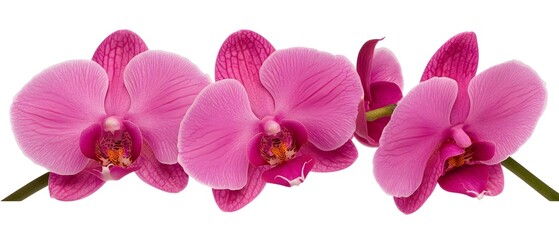 Poster - Exquisite orchid flowers with delicate petals and intricate floral patterns against a serene soft white minimalist background creating a calming sophisticated and harmonious botanical composition