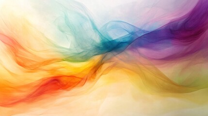 Poster - rainbow illuminates a white backdrop, with flowing colors radiating in a harmonious gradient.