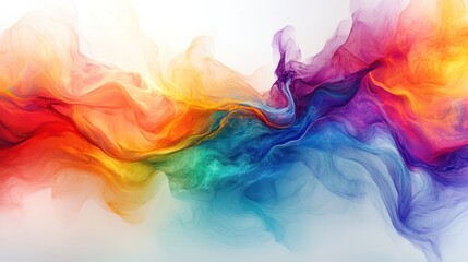 Poster - rainbow illuminates a white backdrop, with flowing colors radiating in a harmonious gradient.