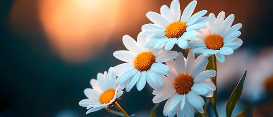 Aufkleber - Delicate white daisies with vibrant yellow centers blooming in a peaceful field bathed in soft natural light  The serene idyllic scene exudes a sense of tranquility and charm