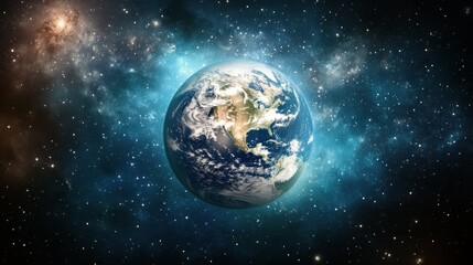 Wall Mural - View of Earth from space with vibrant colors and sparkling stars during a clear cosmic night
