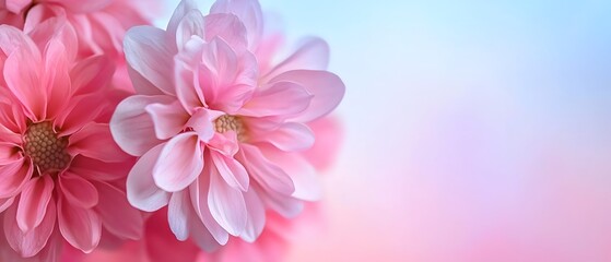 Aufkleber - Soft focus shot of delicate cosmos flowers in a pastel toned botanical scene capturing the natural beauty and tranquility of the floral landscape