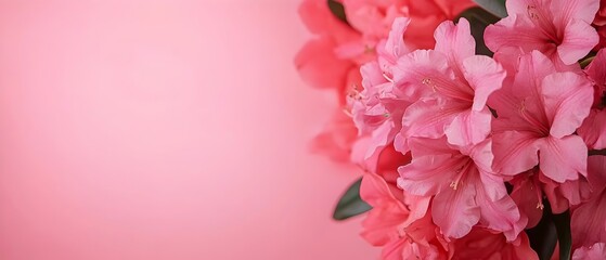 Poster - Soft Pastel Pink Azalea Flowers in Bloom with a Blurred Floral Background Evoking a Gentle and Serene Spring Atmosphere  Romantic and Feminine Botanical Imagery