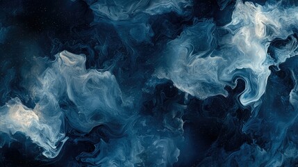 Poster - Abstract Navy Blue Smoke Patterns in 2D Design