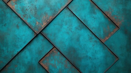 Poster - Abstract Architectural Patterns in Turquoise and Copper