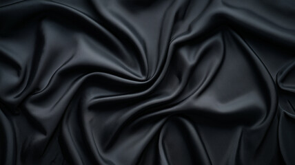 Poster - Smooth black silk fabric with elegant folds and texture