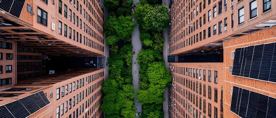 Poster - Rooftop garden oasis with solar panels integrated into the contemporary urban architecture showcasing a sustainable and eco friendly lifestyle in the heart of the city