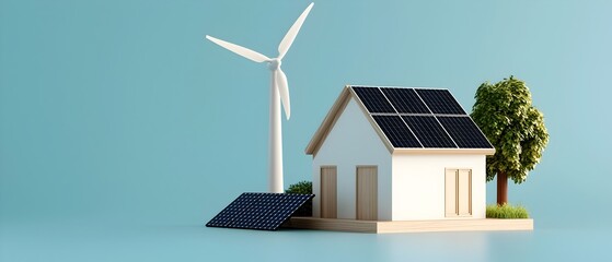 Poster - Hybrid renewable energy site featuring both wind turbines and solar panels generating sustainable and clean electricity to power the grid