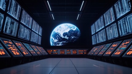 Poster - Futuristic Control Room with Earth View