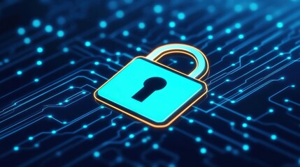 Poster - Secure Network Interface with Digital Lock Icon