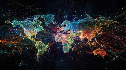 Poster - Global Network Illustration with Colorful Connections