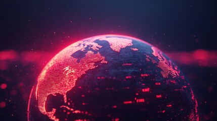 Poster - Glowing Earth with Financial Data Network Visualization