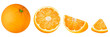© Maksim - Orange isolated. Orange fruit set: whole, half and slice on white background. Orange collection.