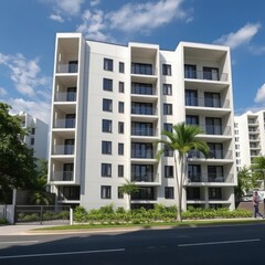 Brand new apartment building on a sunny day in phuket thailand modern residential architecture nobody street photo Condominium  