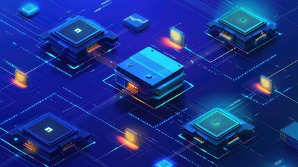 Poster - Dynamic Network Communication Illustration Design