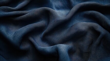 Poster - Navy Blue Textured Fabric Close-Up Background