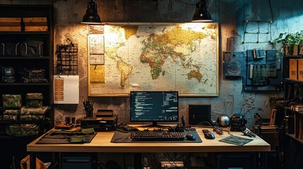 Poster - Tactical Briefing Room with Digital Map Overlay