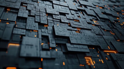 Fototapete - Exploring the intricacies of modern technology through abstract digital patterns and structural designs in a futuristic landscape