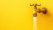 © LUPACO IMAGES - A brass faucet with a steady stream of water flowing