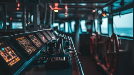 Poster - Modern Shipbridge with Advanced Navigation Technology