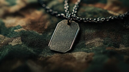 Poster - Close-Up of Dog Tag on Camouflage Background