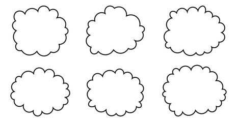 Wall Mural - line clouds communication speech bubble frame collection flat design vector
