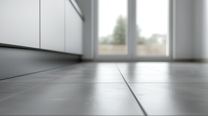Poster - Modern Kitchen with Empty Square Floor Perspective