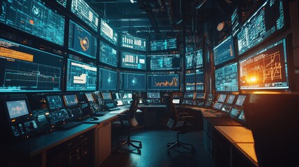 Poster - Tactical Operations Room with High-Tech Displays