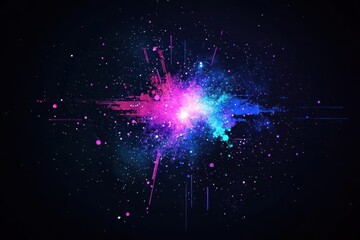 Aufkleber - Splattered spray paint forming a galaxy on a dark background, stars and nebulae, purple and blue tones, digital art, high contrast, cosmic theme