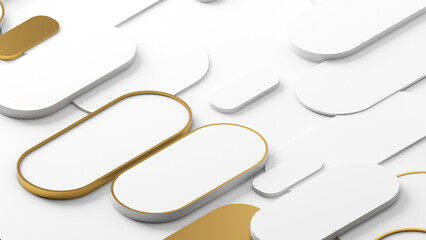 Leinwandbilder - abstract geometric background Elegant white and gold curved square Use in graphics or background images to add text.,3d rendering