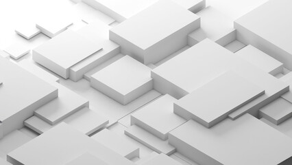 Leinwandbilder - abstract geometric background shapes white square in relief, both high and low used to add different messages to visuals or backdrop images.,3d rendering