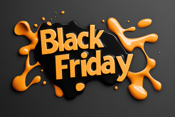 Black Friday glossy text with vibrant fluid shapes creates eye catching design. contrasting colors evoke excitement and anticipation for shopping deals