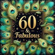 © Tadeusz - Elegant 60th birthday design featuring peacock feathers in vibrant colors.