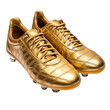 © Spdesignstock - Golden football Boot on a transparent background. golden sports shoes.